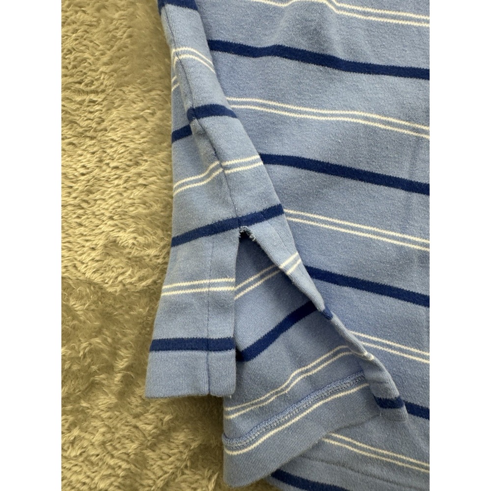Polo Ralph Lauren Mens L Blue Striped Polo Shirt Yellow Pony Short Sleeve - Picture 5 of 14
